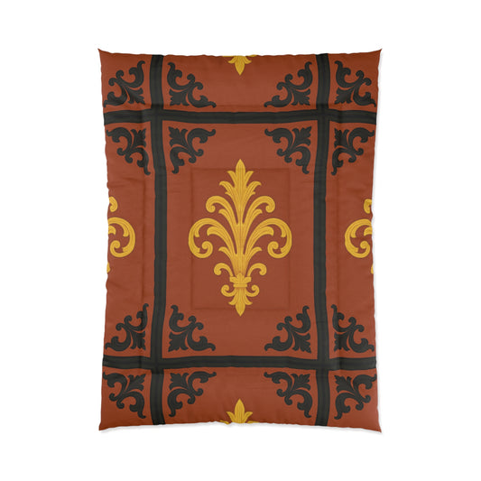 Dusk Terracotta Baroque Comforter — Dusk Terracotta & Gold Decorative Bedding