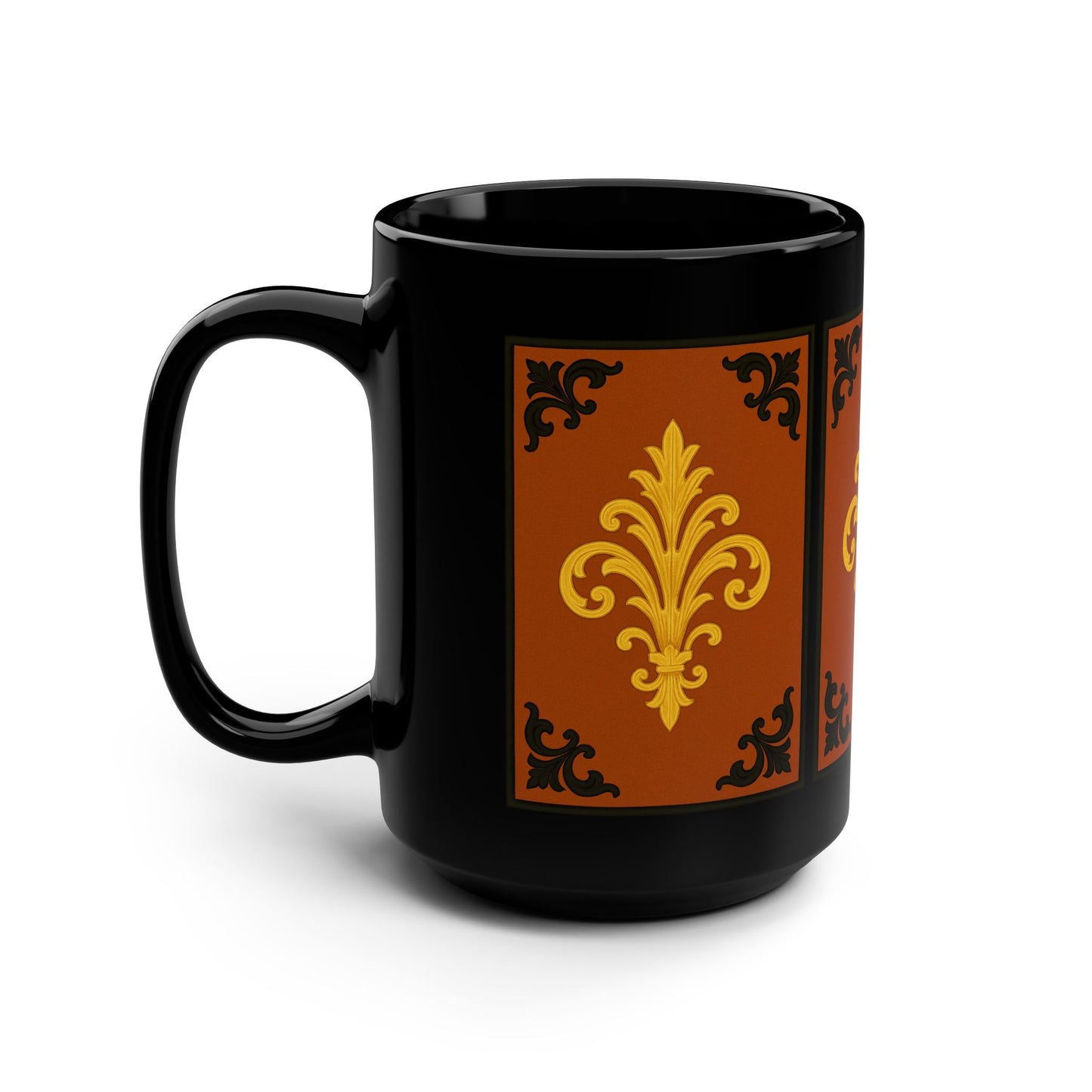 Dusk Terracotta Baroque Ceramic Mug 15oz — Ornate Pattern (Autumn/Baroque)
