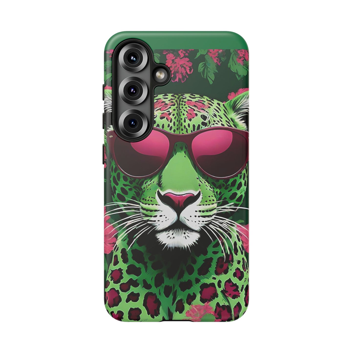 Phone Case - Lime Green & Burgundy Leopard In Sunglasses Design
