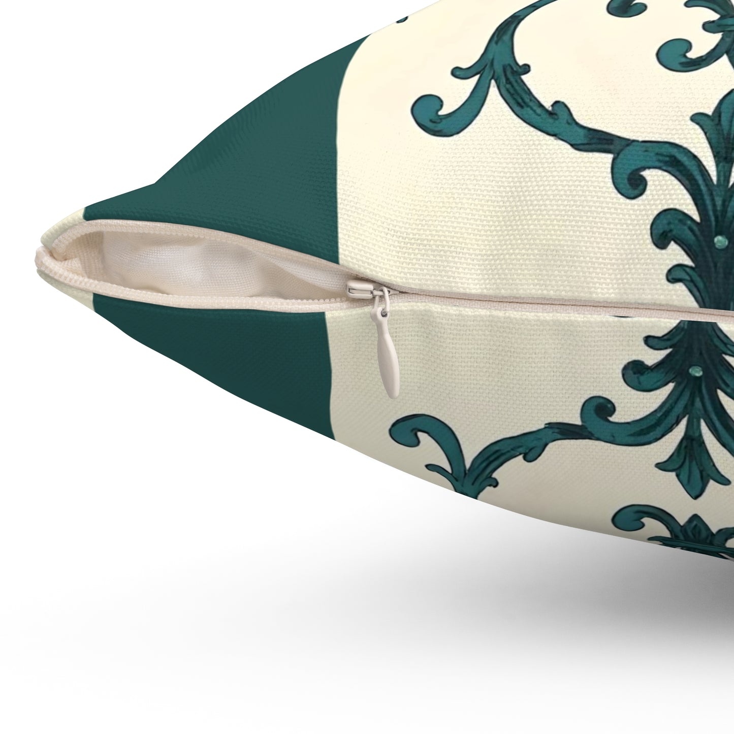 Spun Polyester Square Pillow - Teal Striped Rococo