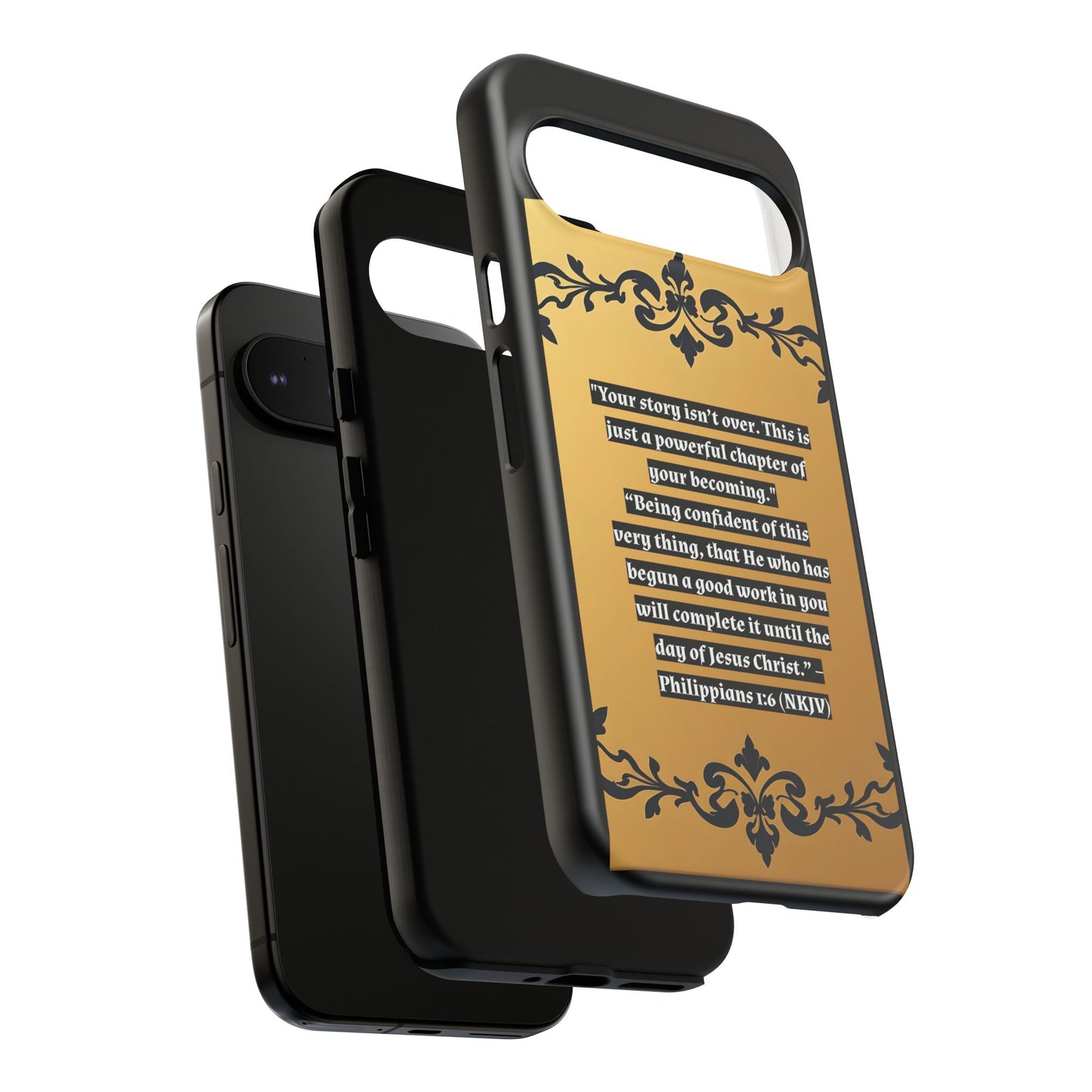 Elegant Floral Motif Phone Case - Tough Cases with Vintage Design - "Your story isn't over"