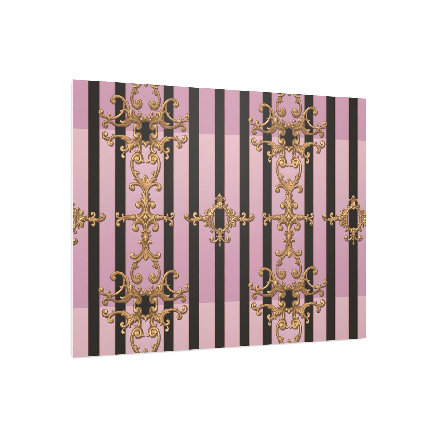 Elegant Decorative Foam Board | Wall Art, Home Decor, Office Accent, Gift Idea, Event Decoration - Lavender Ombre Striped Gold Baroque
