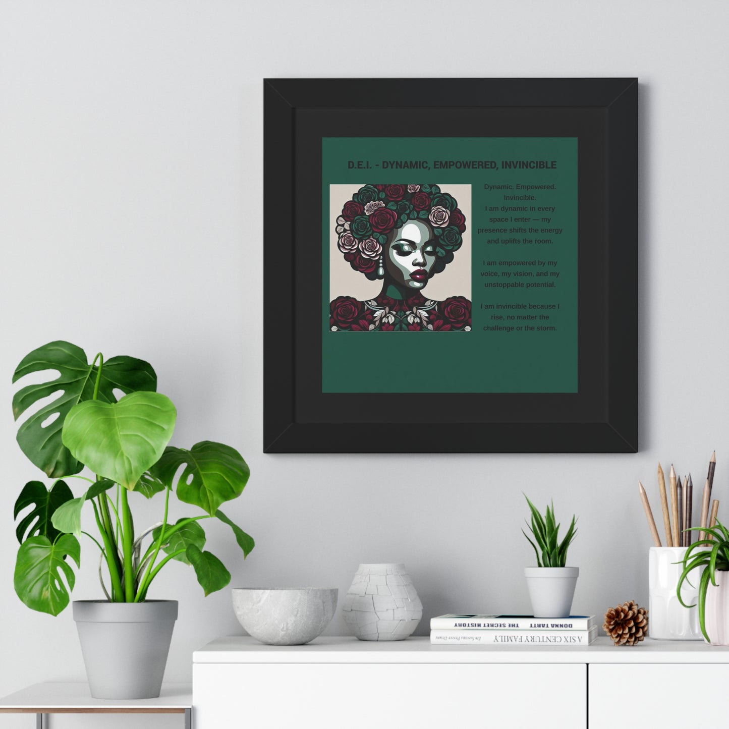 Empowered Woman Framed Poster - Dynamic, Empowered, Invincible Decor for Inspiration
