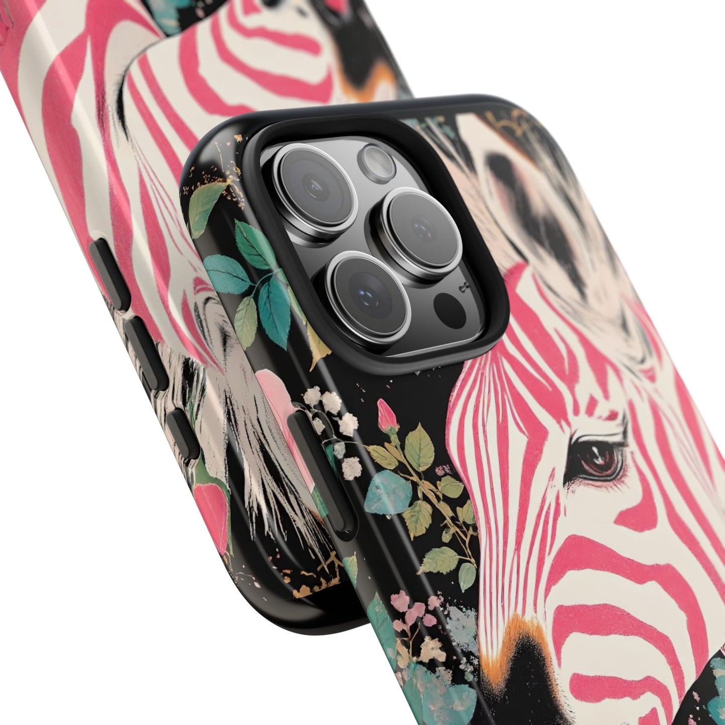 Pink Zebra Tough Phone Case - Trendy Floral Design for Animal Lovers