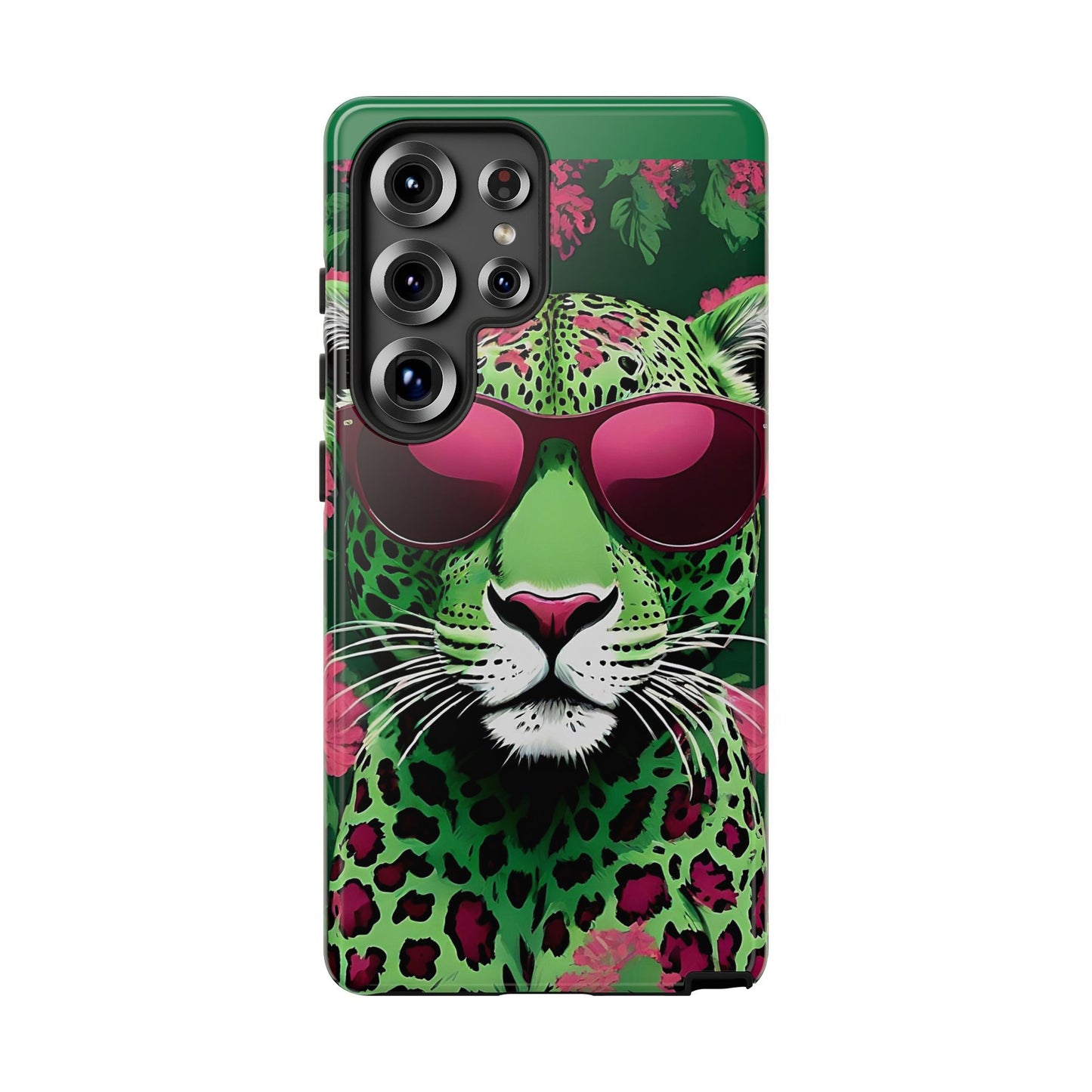 Phone Case - Lime Green & Burgundy Leopard In Sunglasses Design