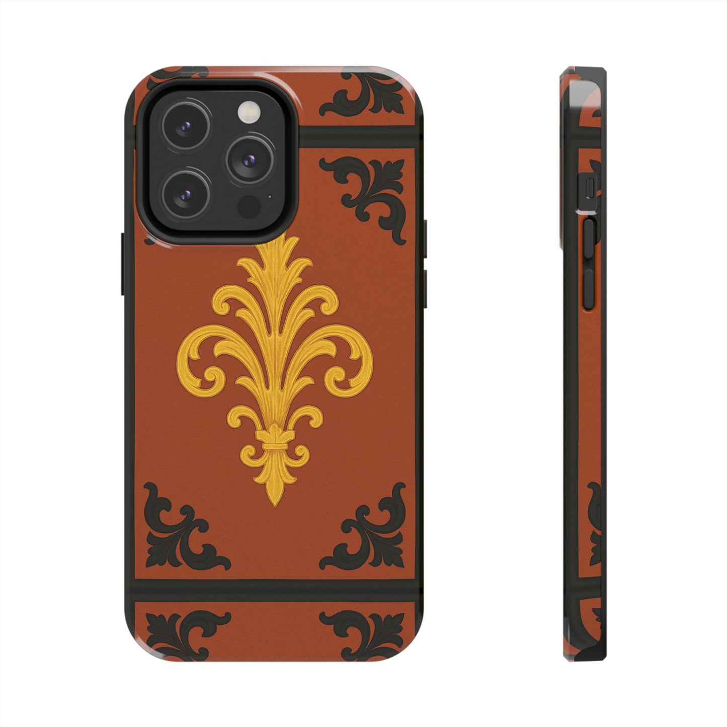 Dusk Terracotta Baroque Tough Phone Case — Vintage Baroque Design, Protective iPhone Cover