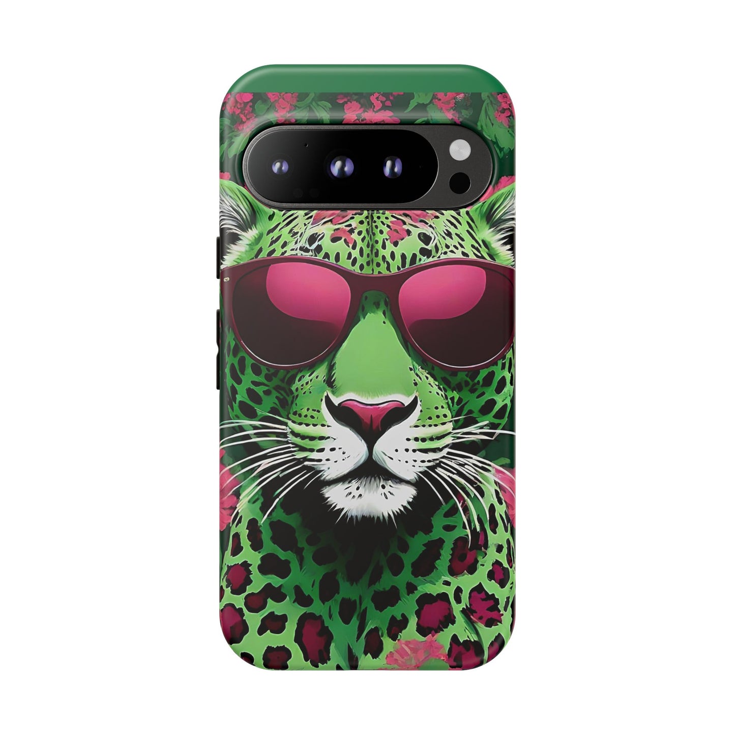 Phone Case - Lime Green & Burgundy Leopard In Sunglasses Design