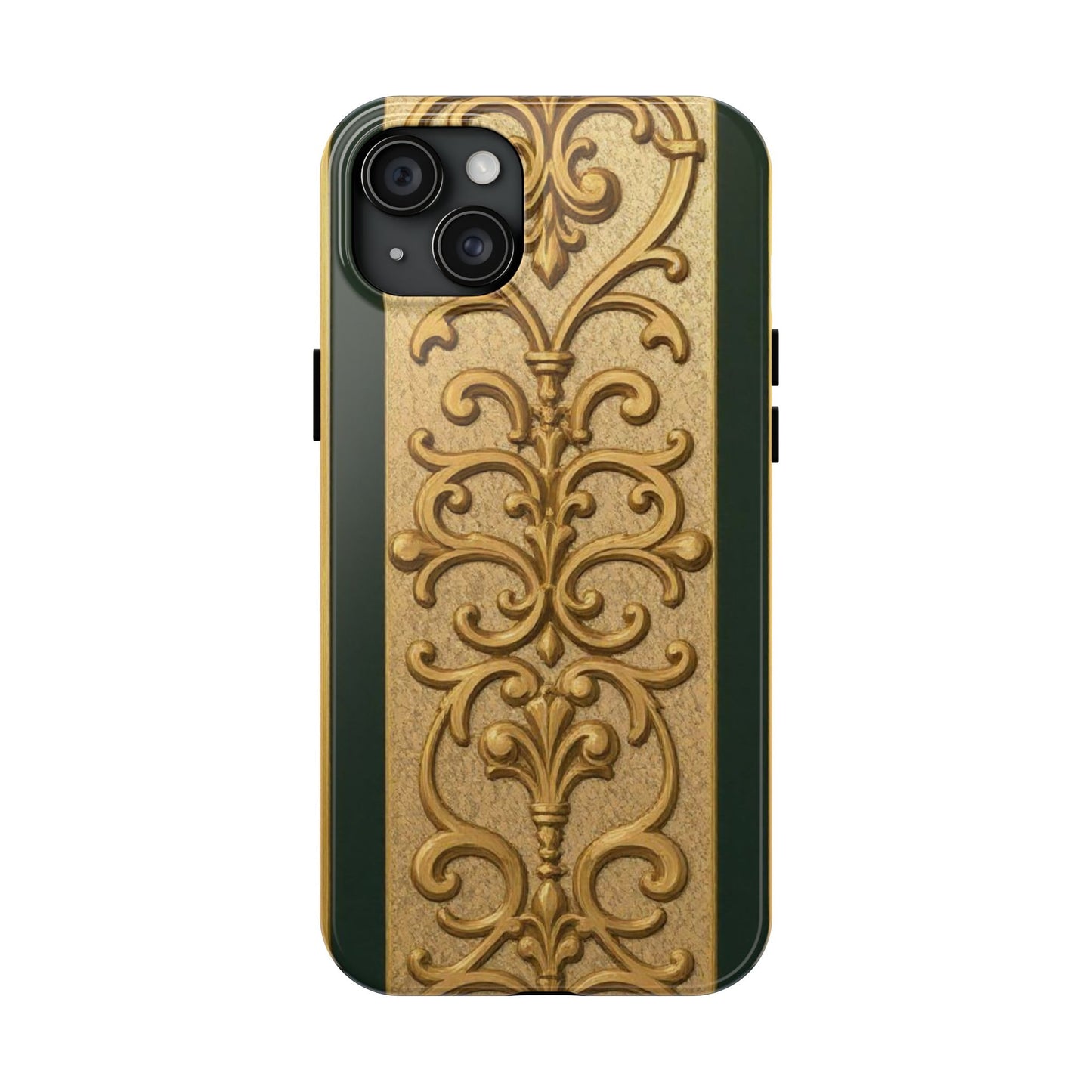 Elegant Teal Striped Gold Baroque Vintage Phone Case, Durable Cell Phone Cover, Floral Phone Protection, Personalized Gift Idea