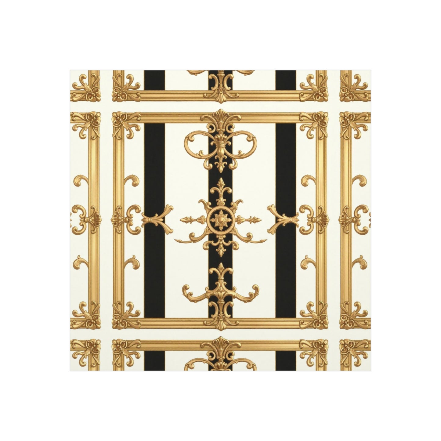 Elegant Foam Board Wall Art, Decorative Display, Home Decor, Office Decor, Visual Boards, Art Displays - Black & White Striped Gold Baroque