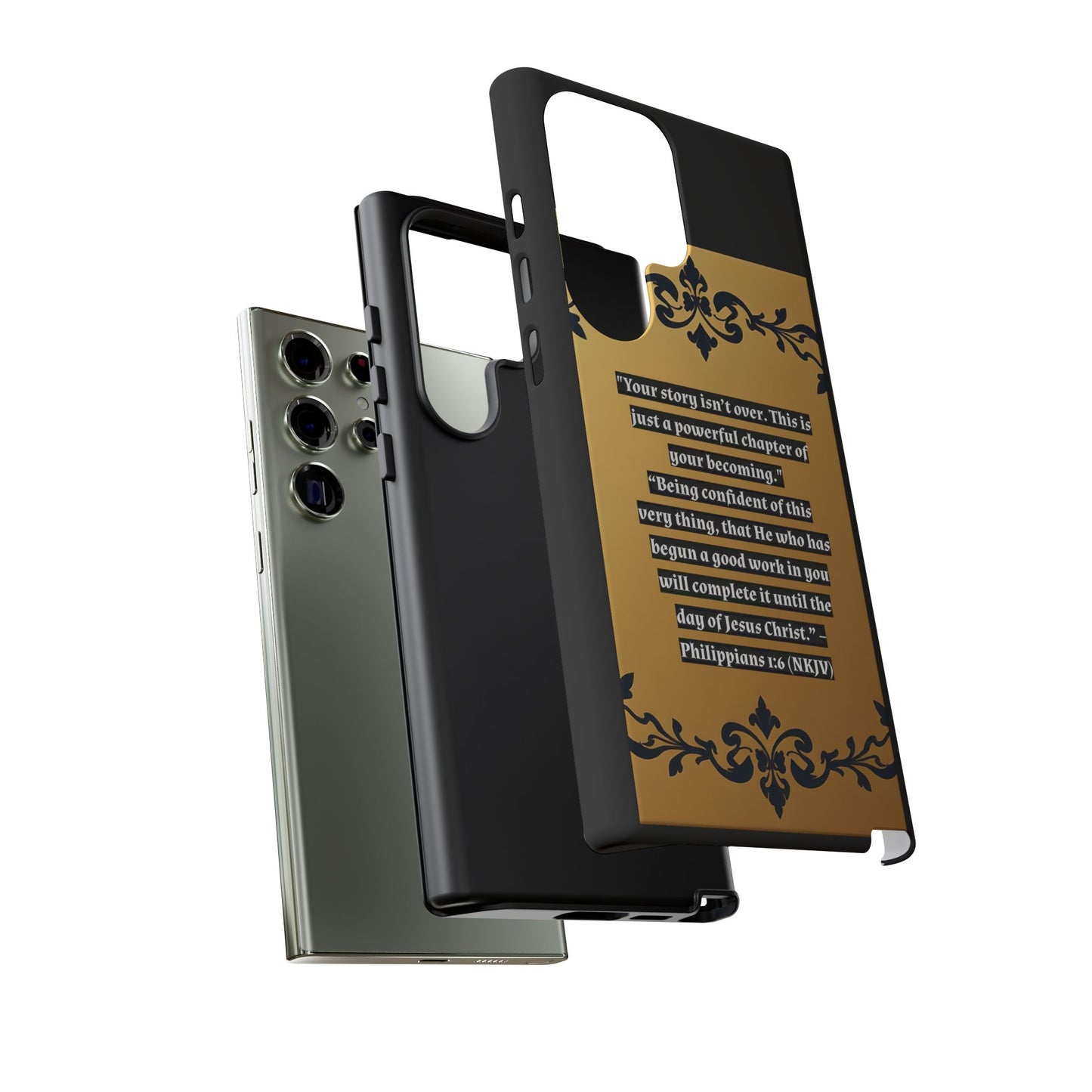 Elegant Floral Motif Phone Case - Tough Cases with Vintage Design - "Your story isn't over"