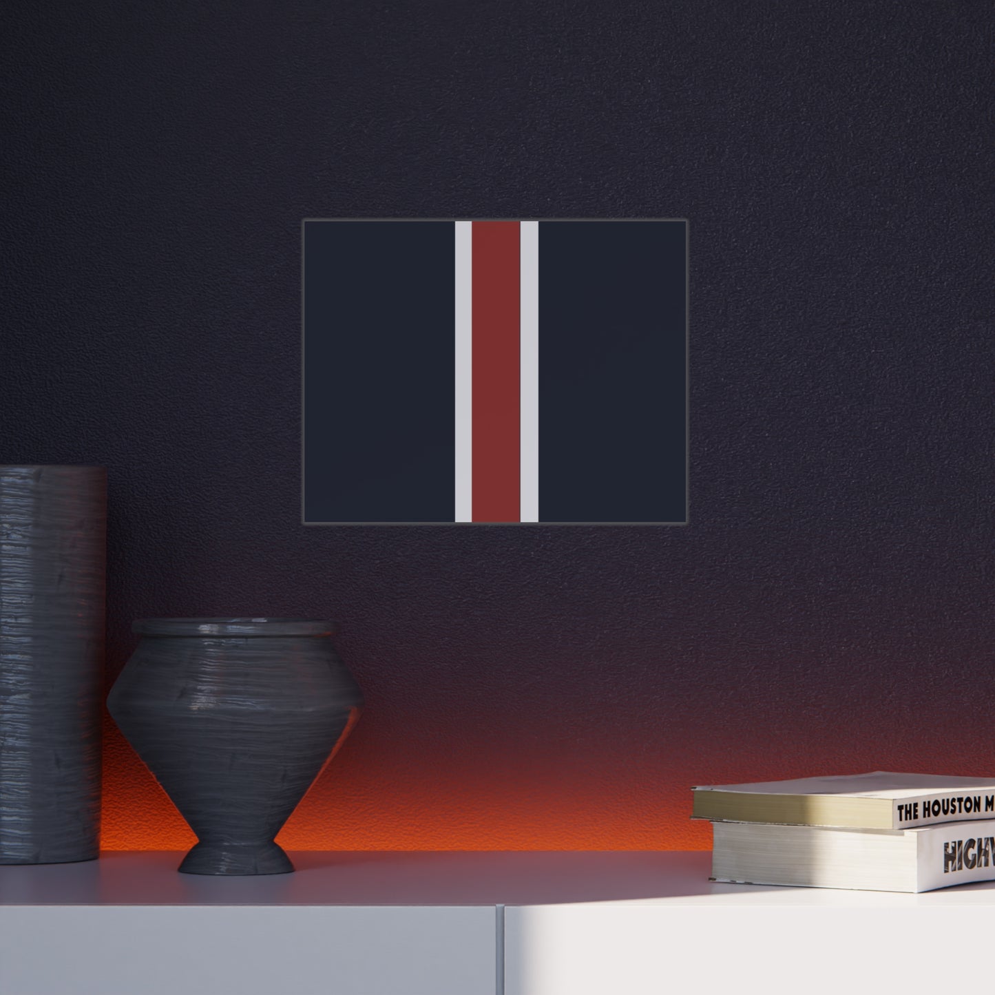 Lunar Midnight & Red-White Striped Stylish Foam Board Decor, Modern Wall Art, Home Office Decoration, Customizable Display Board