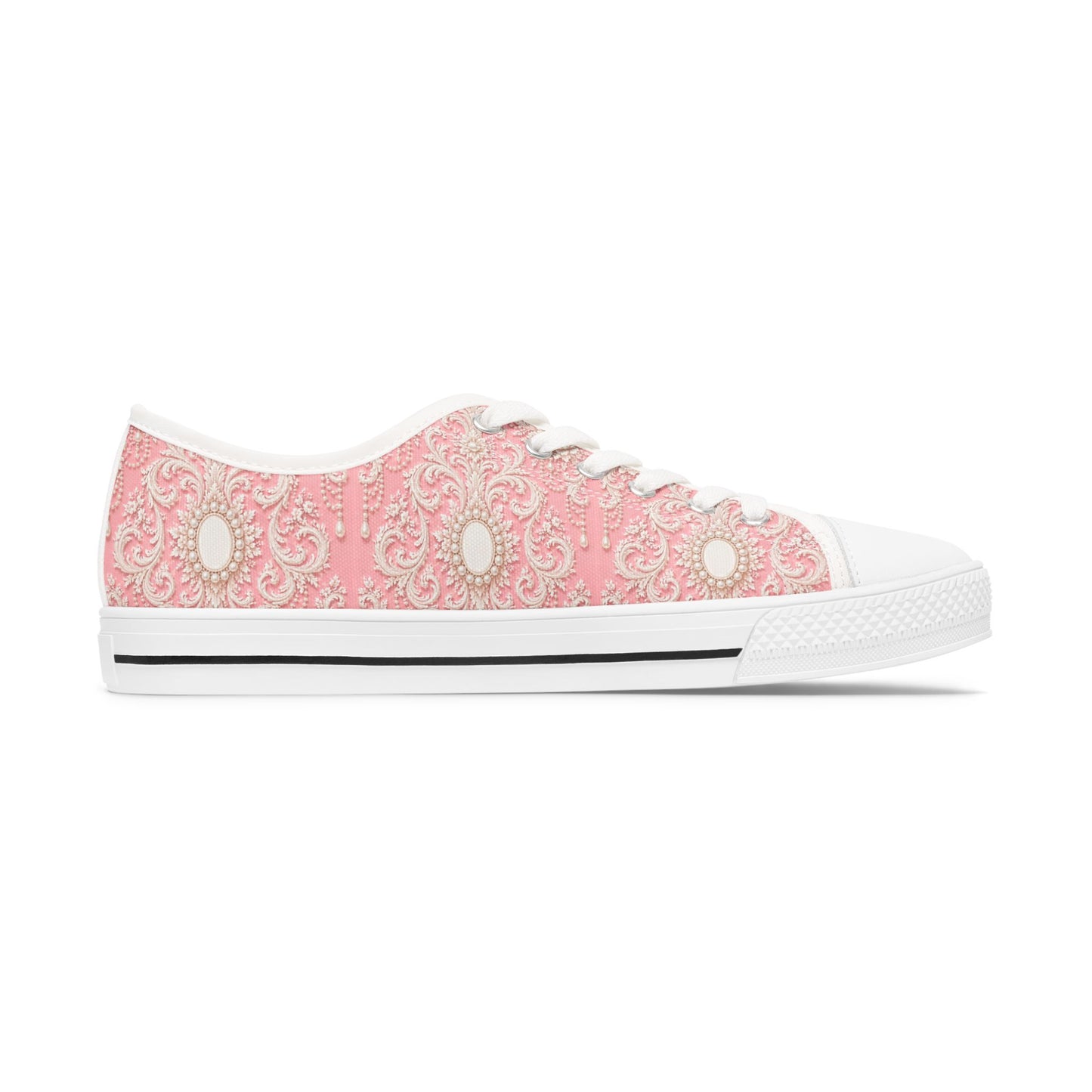 Pink Rococo Vintage Pattern - Women's Low Top Sneakers
