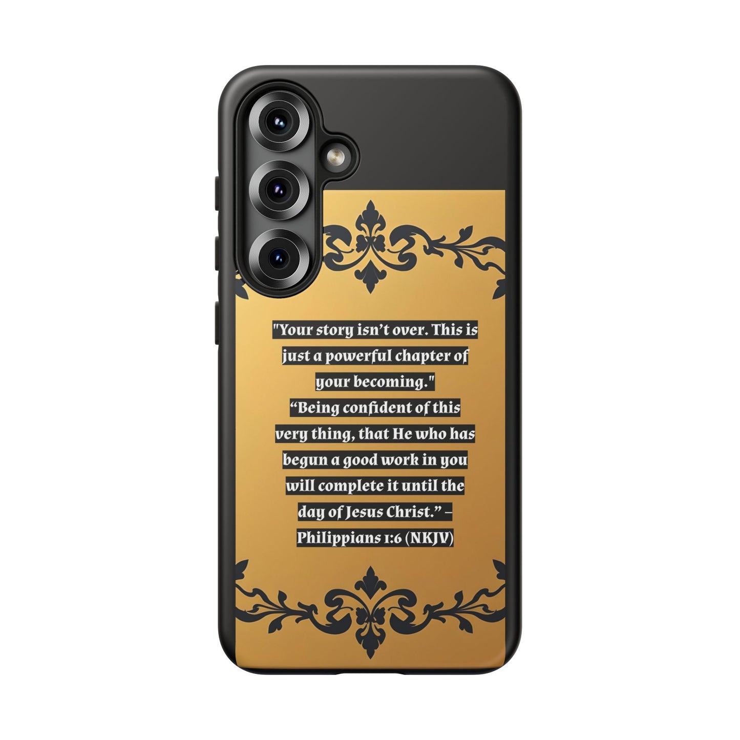 Elegant Floral Motif Phone Case - Tough Cases with Vintage Design - "Your story isn't over"