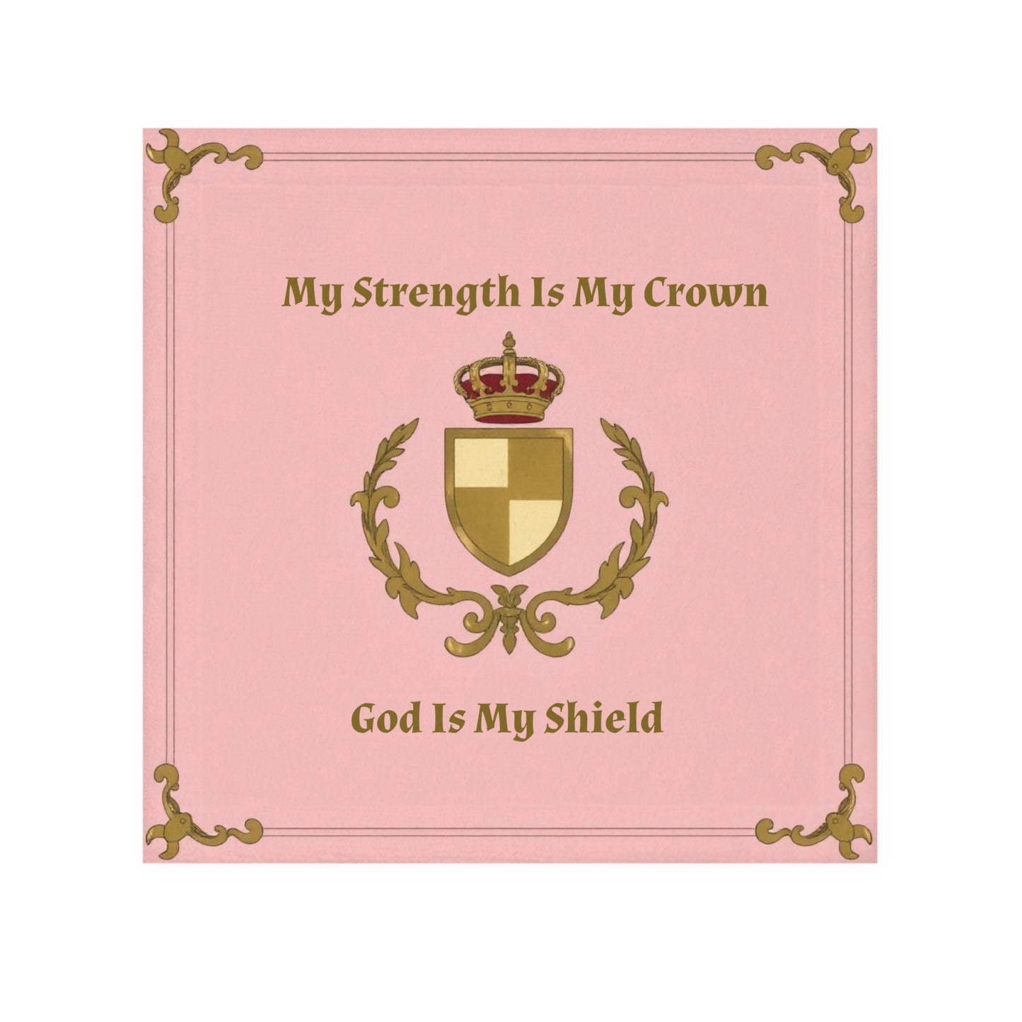 Crown & Crest Spiritual Quote Empowering Face Towel - "My Strength Is My Crown, God Is My Shield" Inspirational Gift, Motivational Décor, Prayer Towel