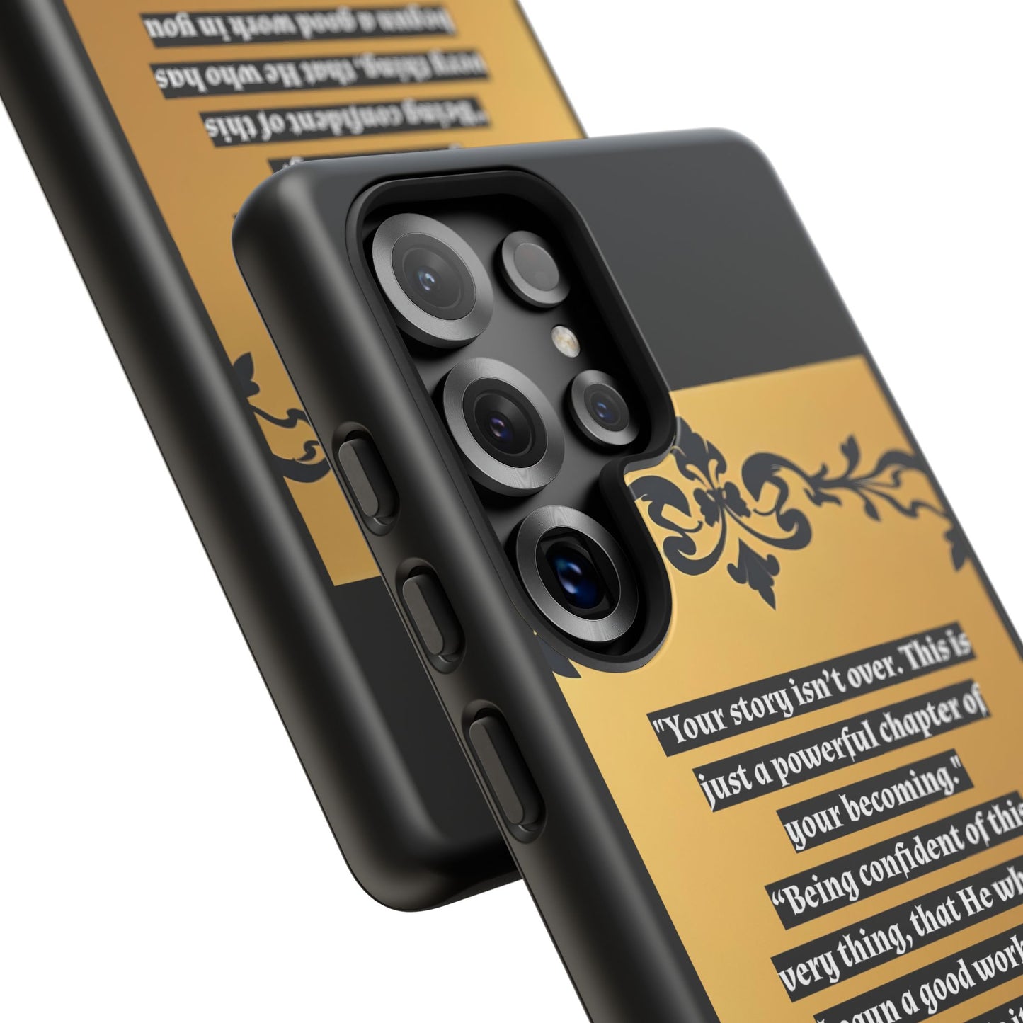 Elegant Floral Motif Phone Case - Tough Cases with Vintage Design - "Your story isn't over"
