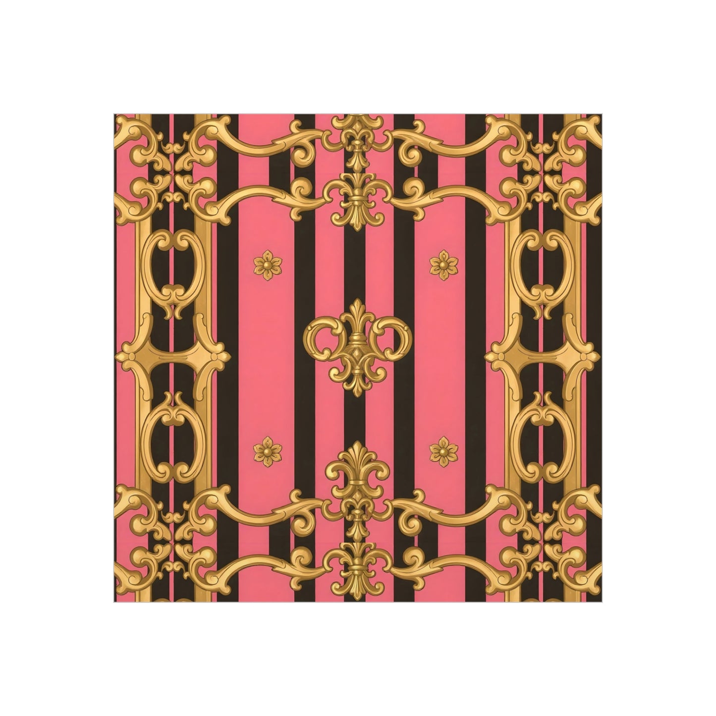 Elegant Decorative Foam Board - Chic Wall Decor, Glam Home Art, Stylish Backdrop, Gift for Her - Pink & Black Striped Gold Baroque