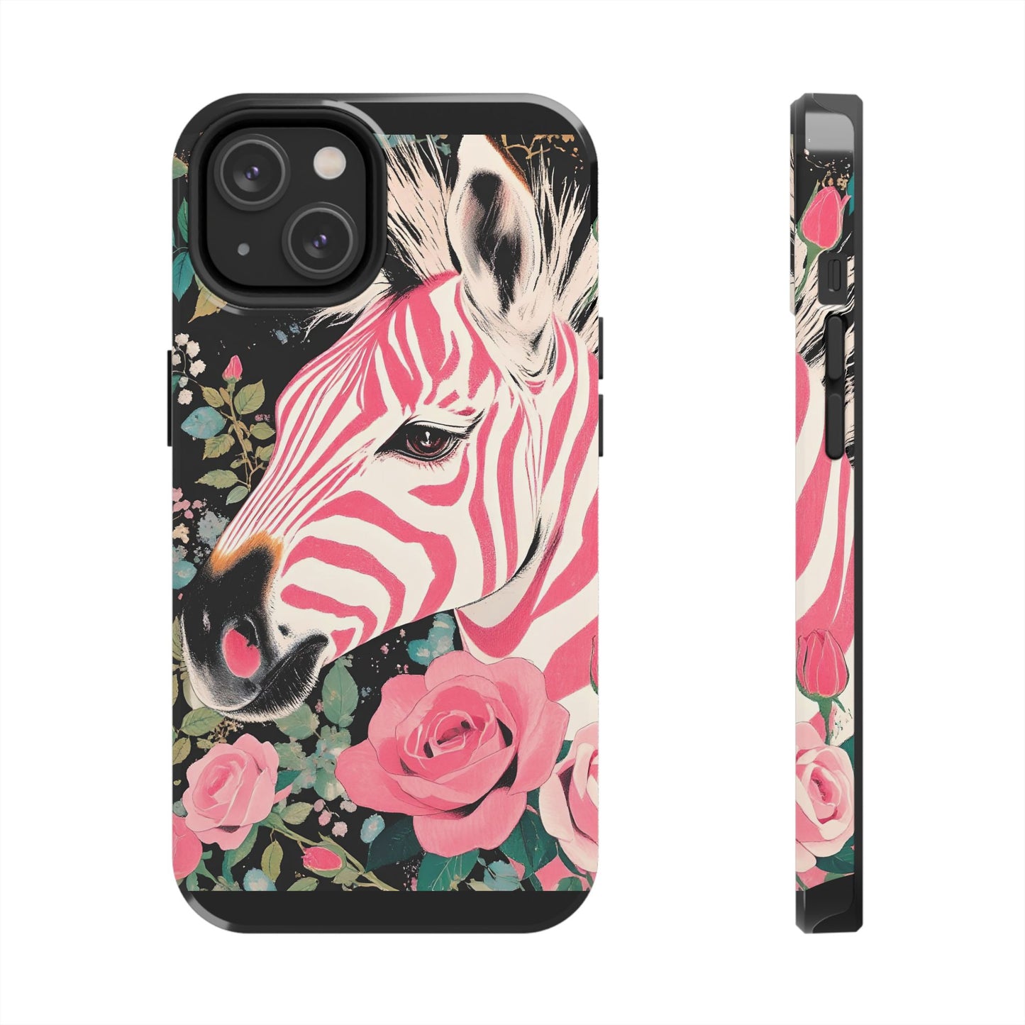 Pink Zebra Tough Phone Case - Trendy Floral Design for Animal Lovers