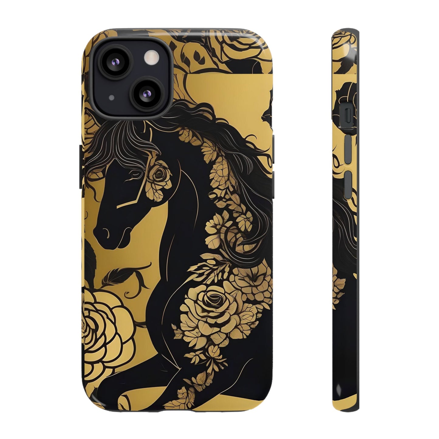 Phone Case - Elegant Horse & Roses Design