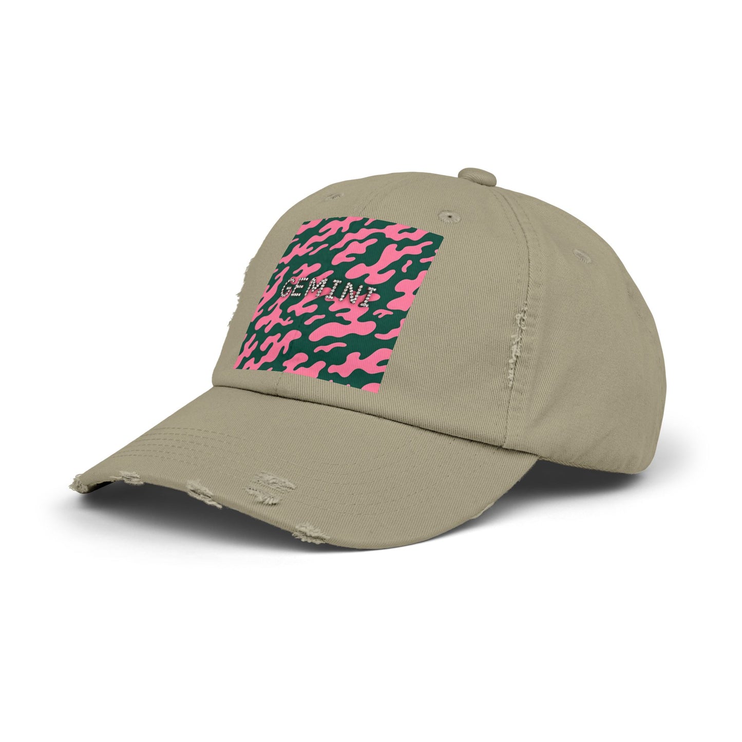Gemini Distressed Cap - Trendy Unisex Camo Hat for Astrology Lovers