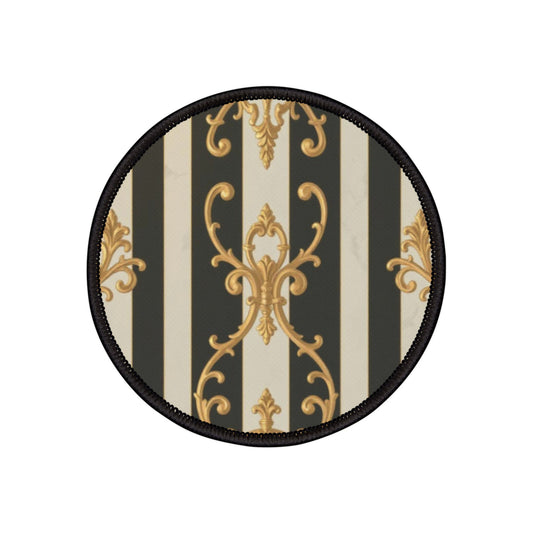 Elegant Black & Alabaster Striped Baroque Iron-On Patches for Jackets, Bags, and More | Vintage Style Embellishments | DIY Custom Accessories