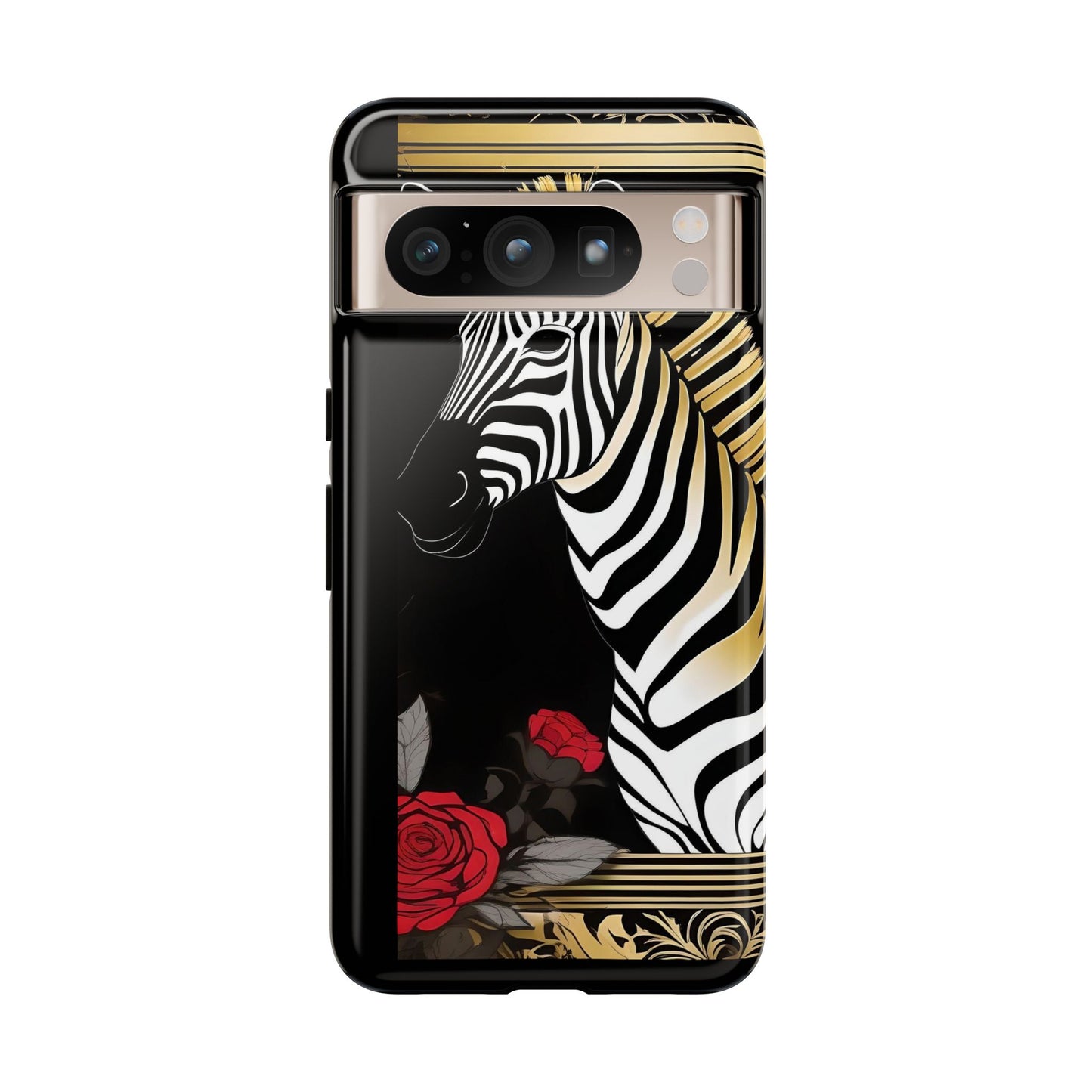 Phone Case - Elegant Zebra & Roses Design