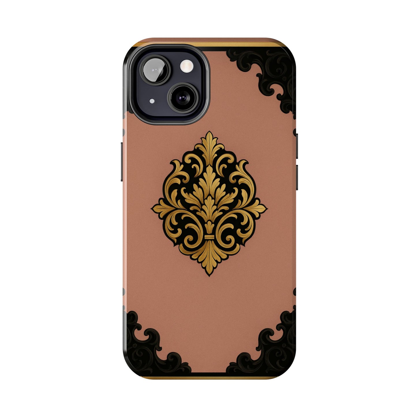 Mauve & Black-Gold Baroque Tough Phone Case — Ornate Protective iPhone Cover