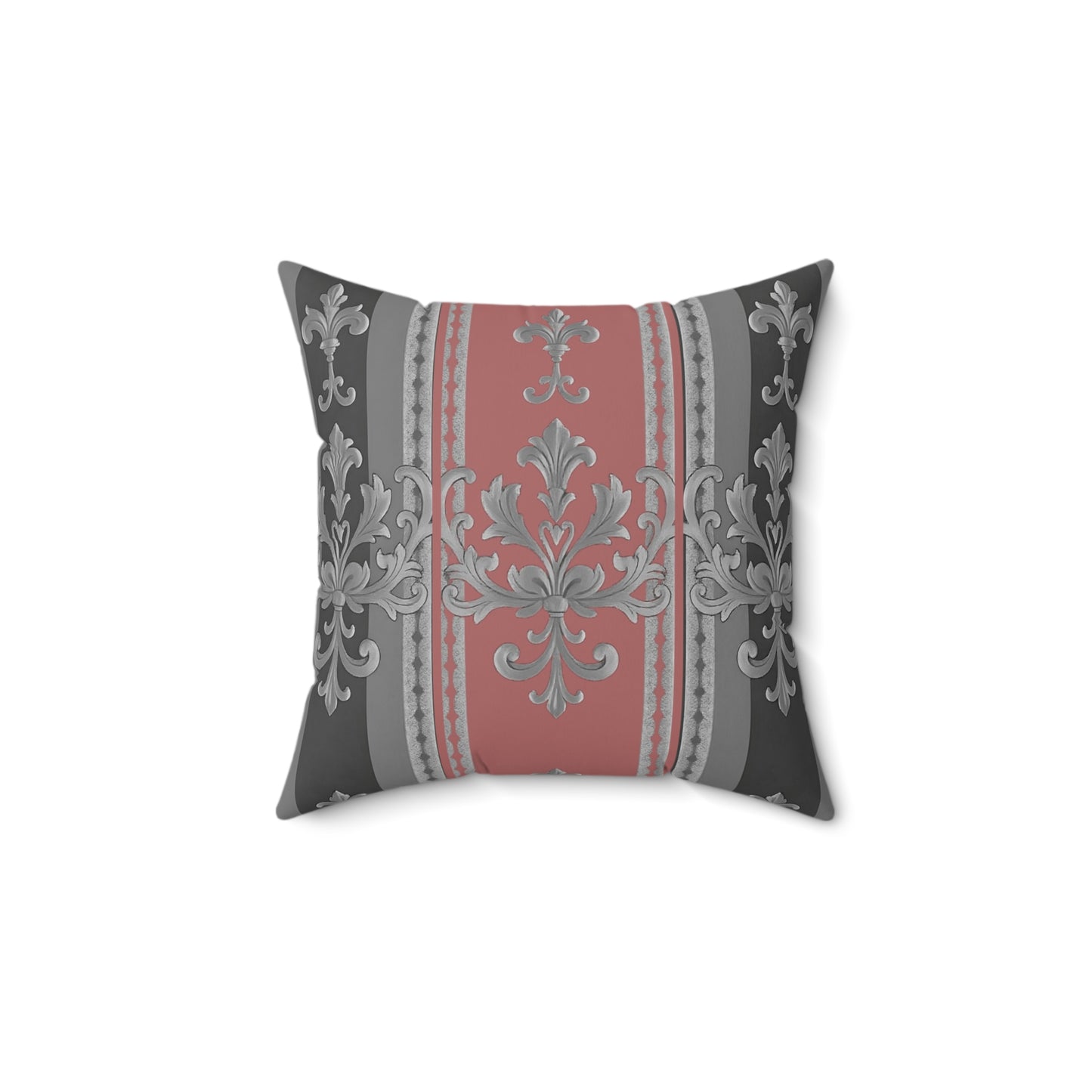 Elegant Floral Design Pillow, Decorative Cushion for Home, Luxury Throw Pillow, Gift for Her, Sofa Accent - Gray & Mauve Striped Baroque
