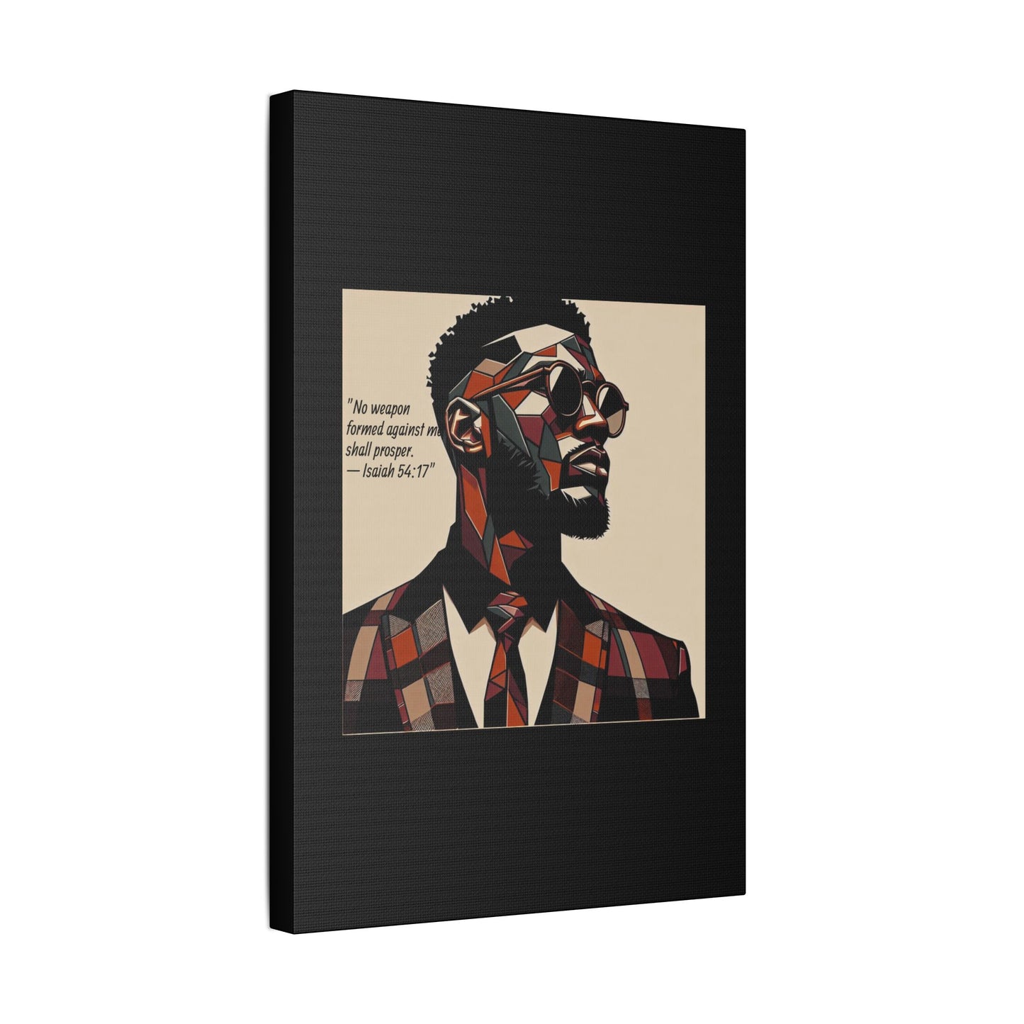 Afro Art Print Canvas, Wall Decor, Satin Stretched Canvas, African American Art, Office Decor, Home Decor - Isaiah 54:17