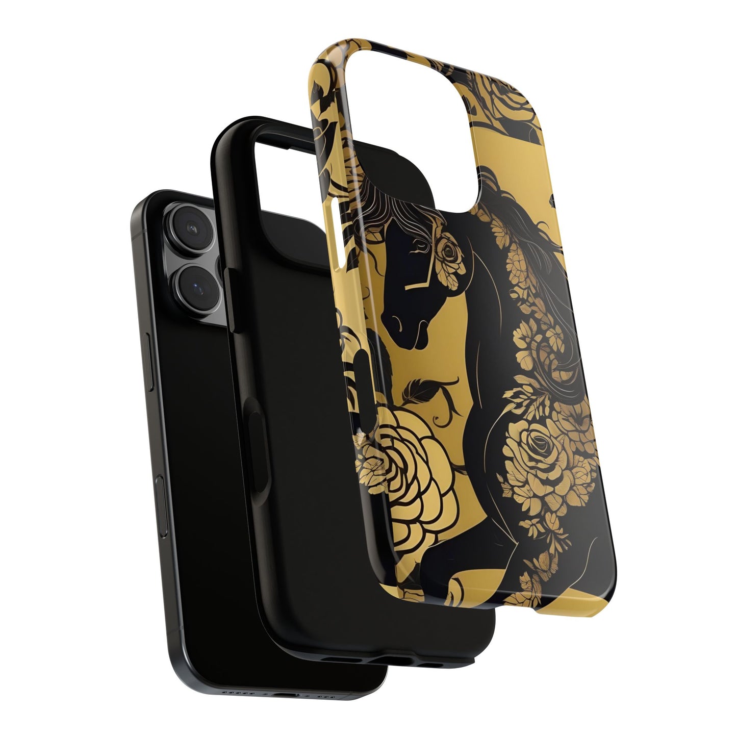Phone Case - Elegant Horse & Roses Design