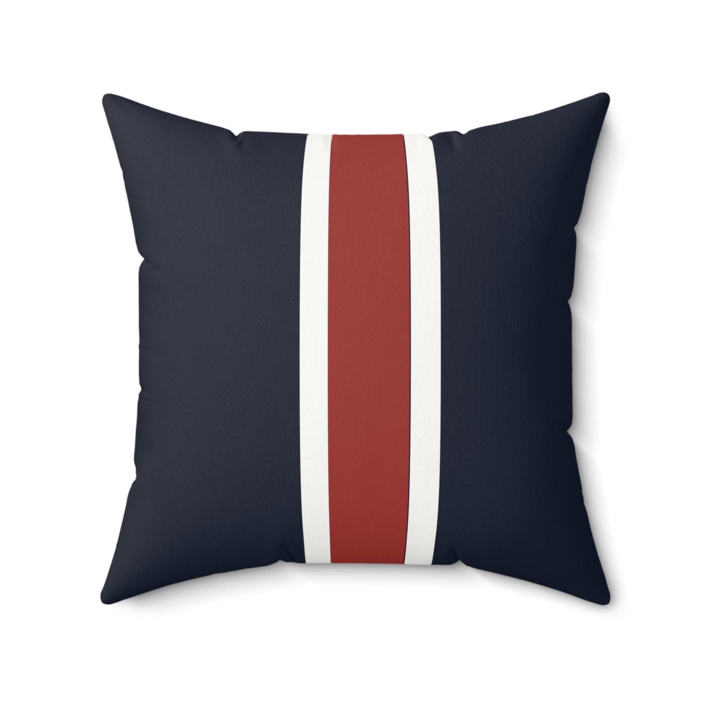Lunar Midnight & Red-White Striped Faux Suede Square Pillow | Coastal Home Decor, Modern Cushion, Living Room Accent, Gift for Homeowners
