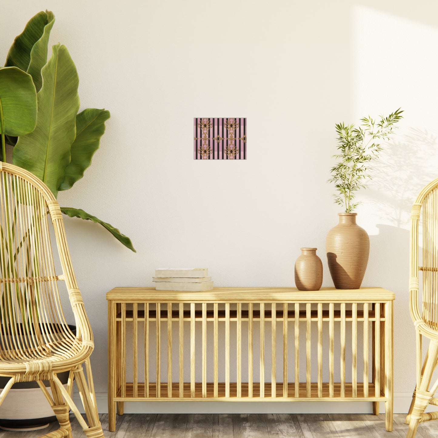 Elegant Decorative Foam Board | Wall Art, Home Decor, Office Accent, Gift Idea, Event Decoration - Lavender Ombre Striped Gold Baroque