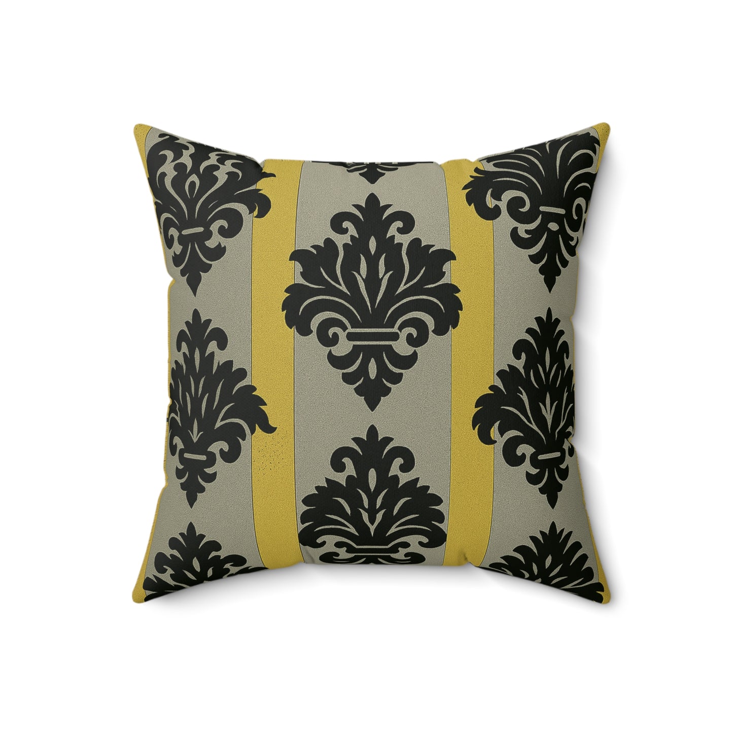 Elegant Faux Suede Pillow, Home Decor Accent, Baroque Design Cushion, Gift for Her, Modern Living Room - Silver & Gold Striped Black Baroque
