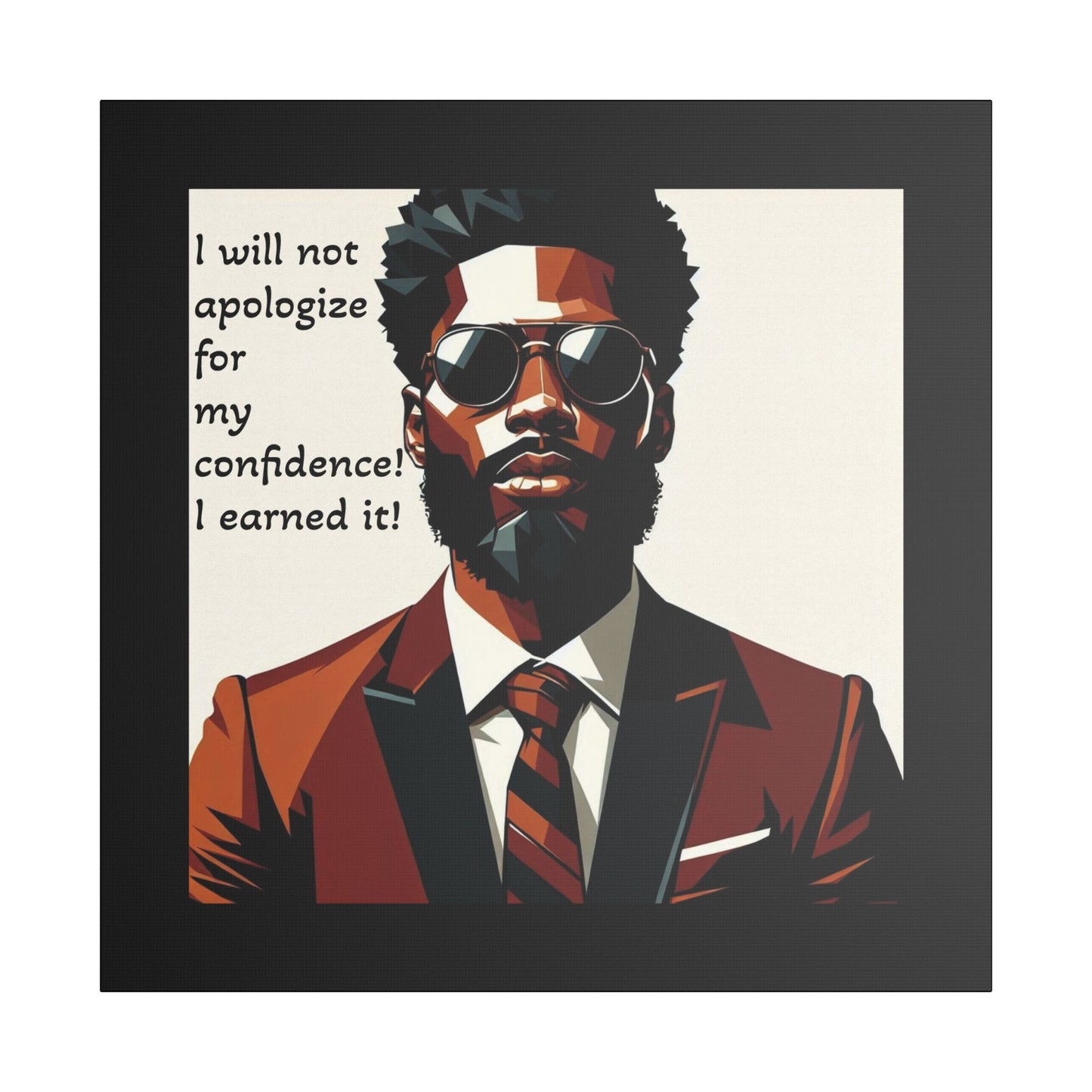 Afro Art Print Canvas, Wall Decor, Satin Stretched Canvas, African American Art, Office Decor, Home Decor - Confident Man In Suit