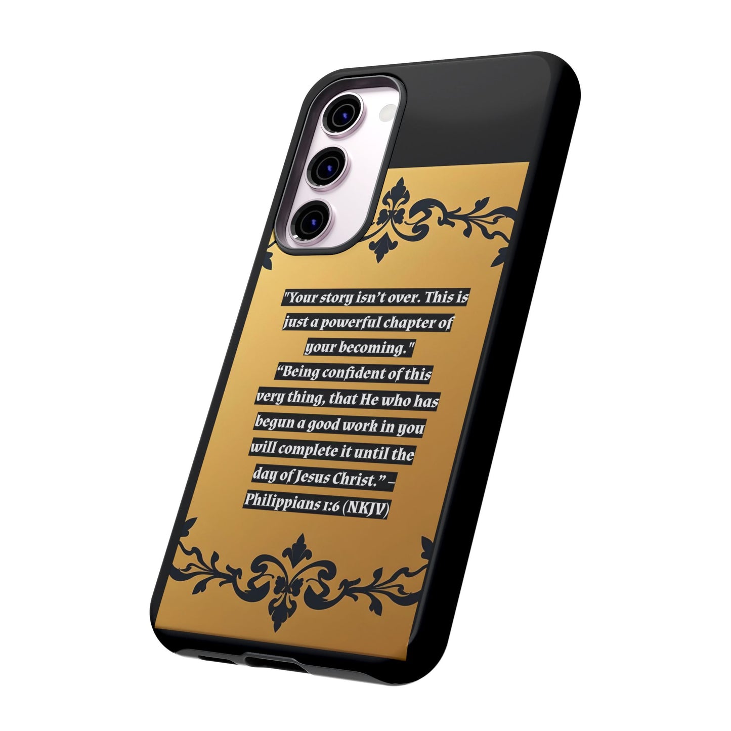 Elegant Floral Motif Phone Case - Tough Cases with Vintage Design - "Your story isn't over"