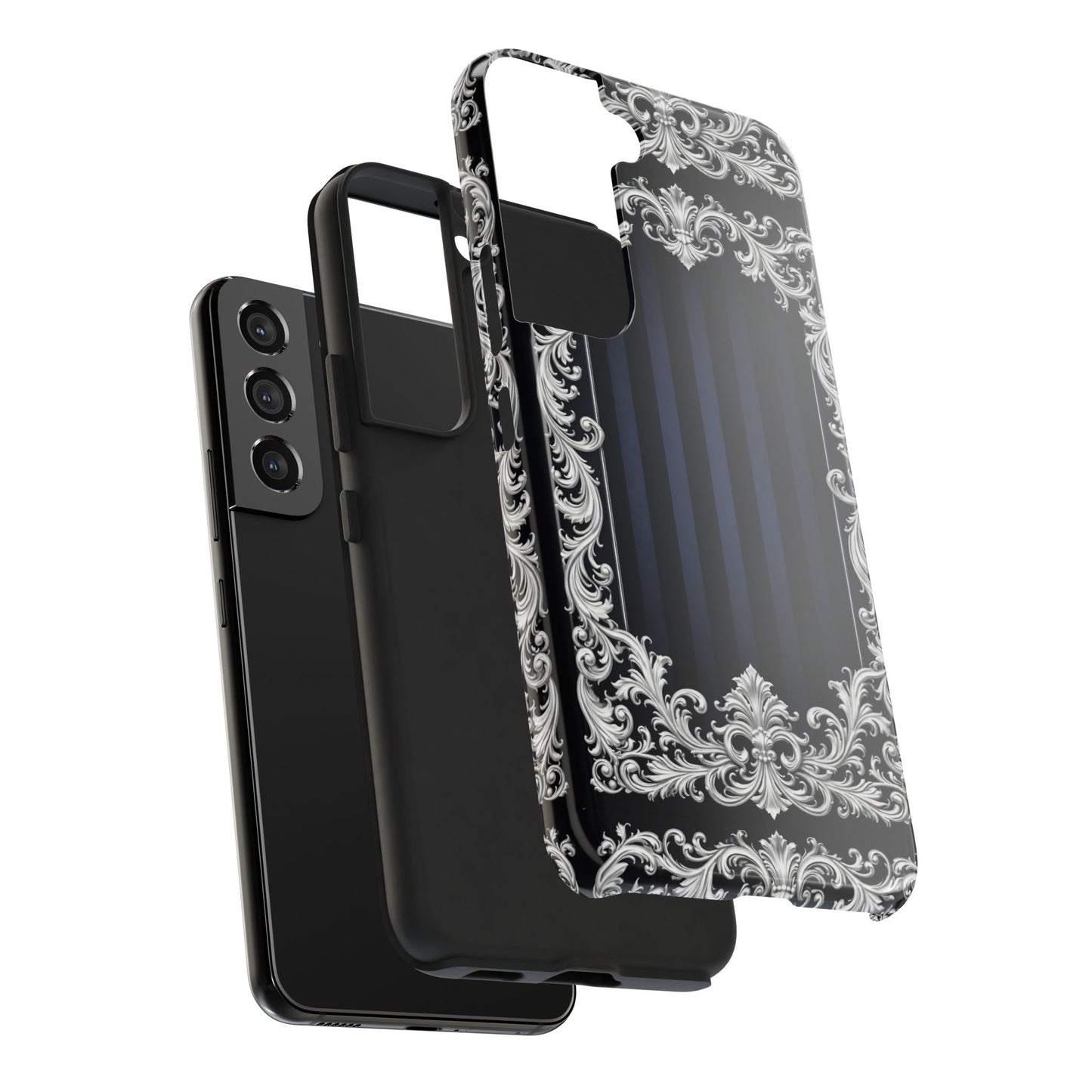 Navy Stripes & Baroque Tough Phone Case — Protective Decorative iPhone Case