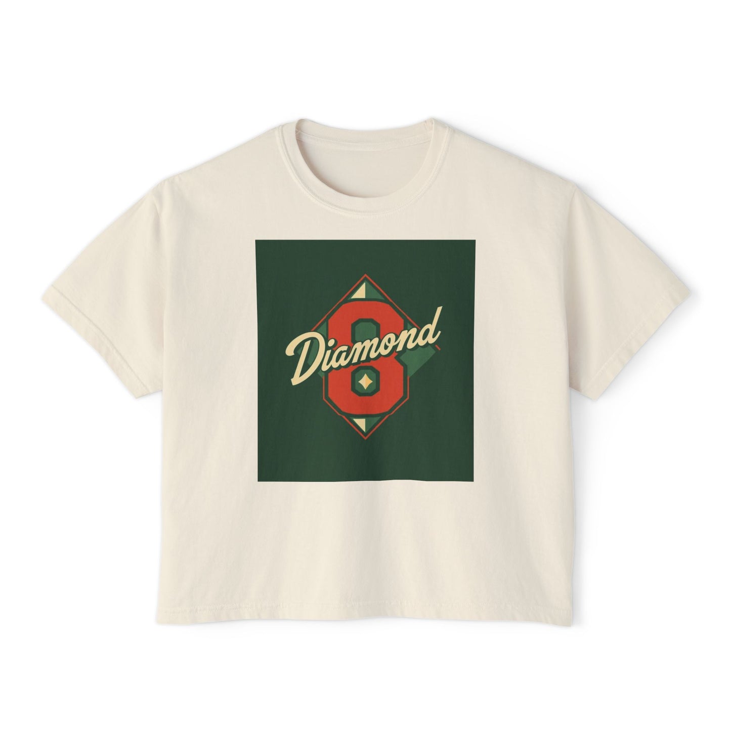 Stylish Women's Boxy Tee with Retro Diamond Design, Casual Fashion Top, Gift for Her, Summer Essential, Vintage Vibe - Diamond 8