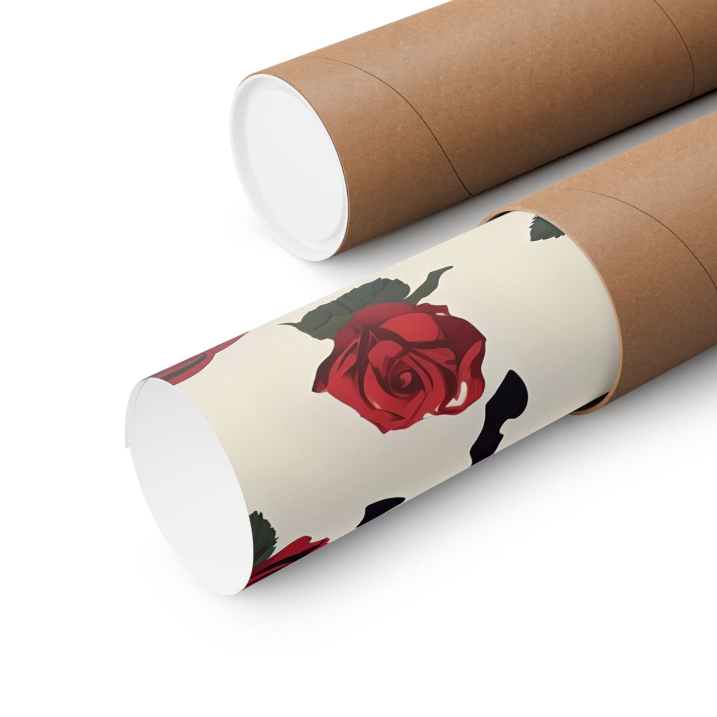 Floral Motif Art Poster - Elegant Matte Vertical Wall Decor - Horse & Roses