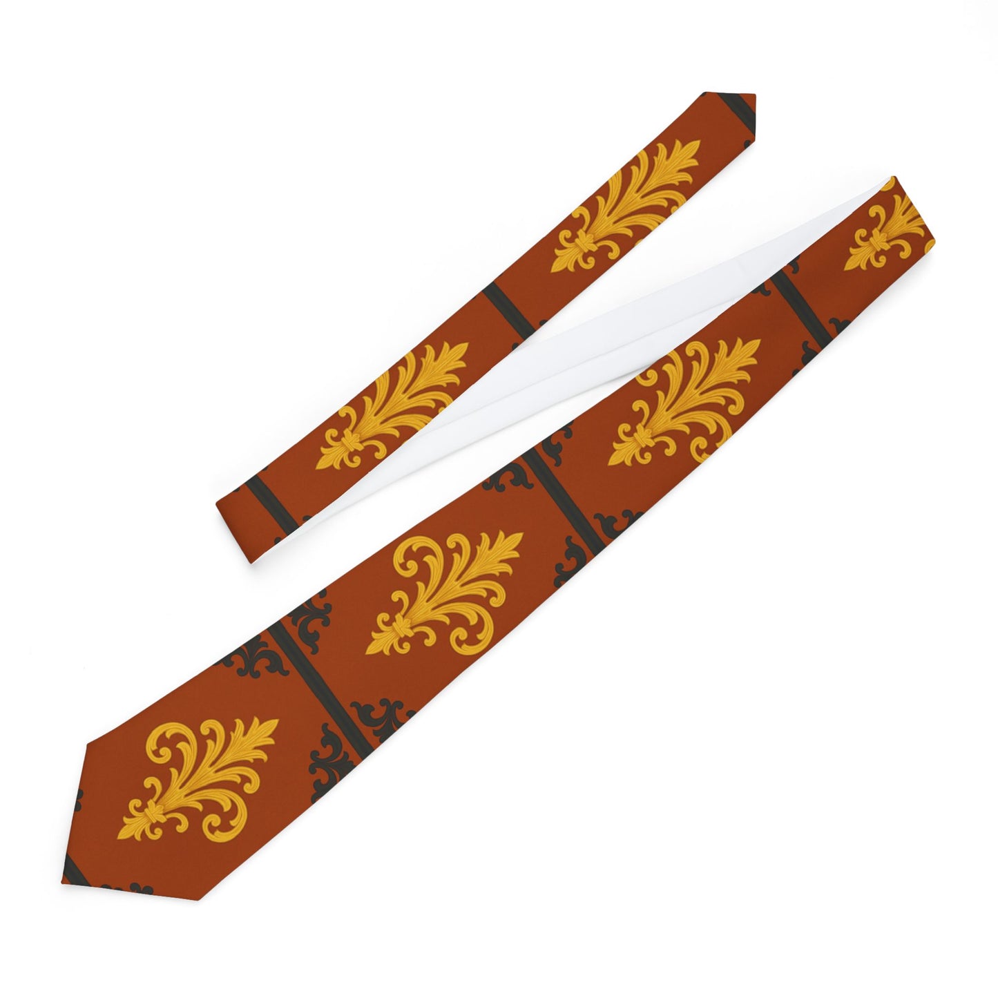 Dusk Terracotta Baroque Necktie — Vintage Gold on Terracotta Formal Tie