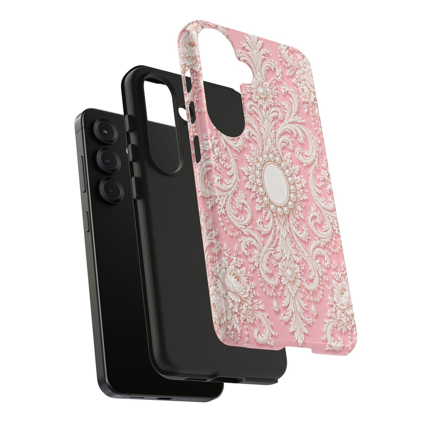 Pink Rococo Elegant Floral Tough Phone Case - Pink Vintage Design