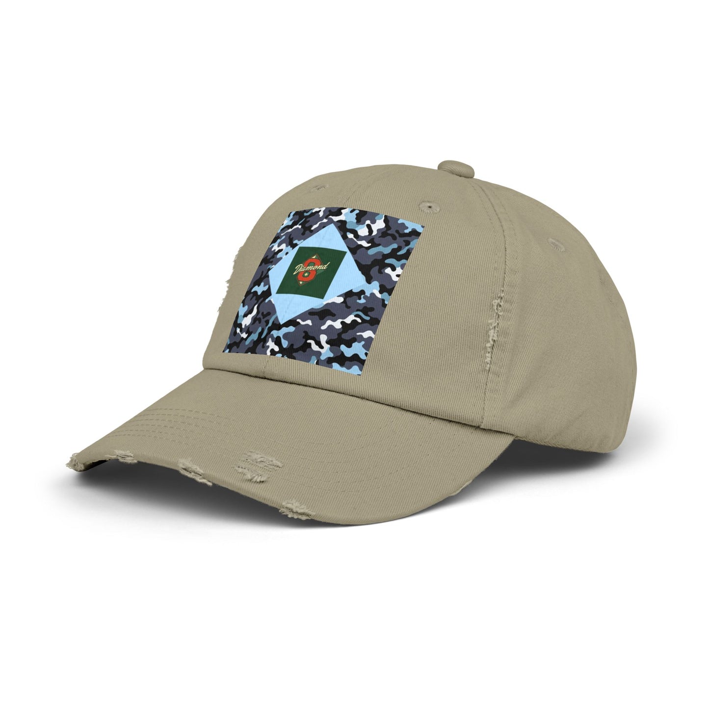Camouflage Distressed Cap, Casual Hat, Outdoor Gear, Trendy Accessories, Gift for Him/Her - Diamond 8