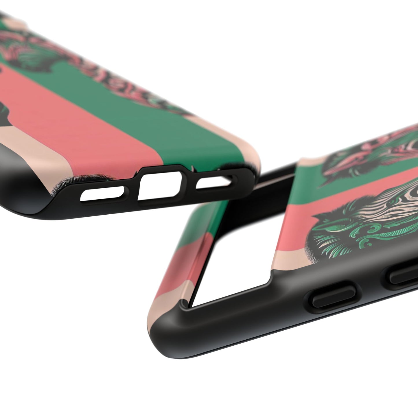 Phone Case - Elegant Pink & Green Zebra Damask Design