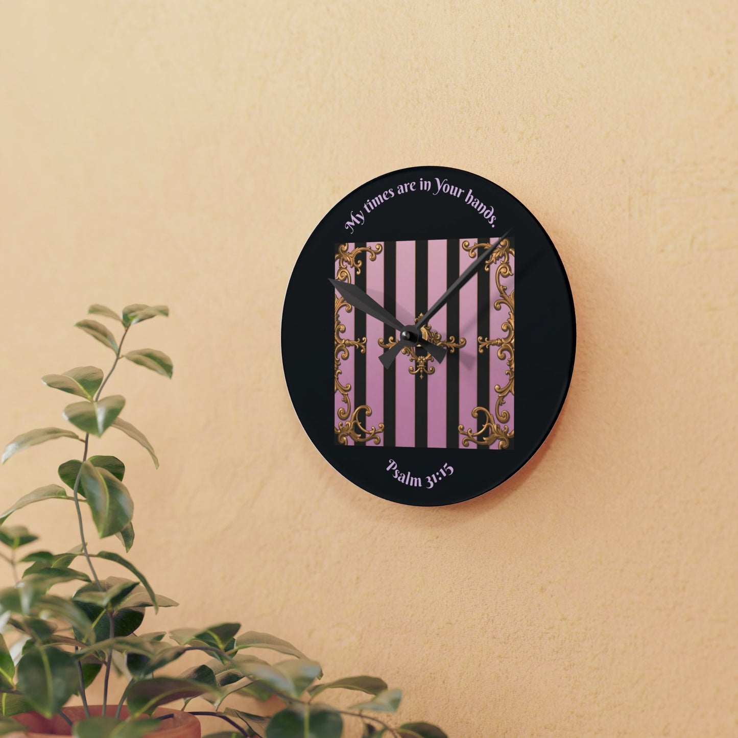 Elegant Acrylic Wall Clock with Inspirational Quote for Home Décor, Stylish Timepiece, Perfect Gift for Holidays - Psalm 31:15