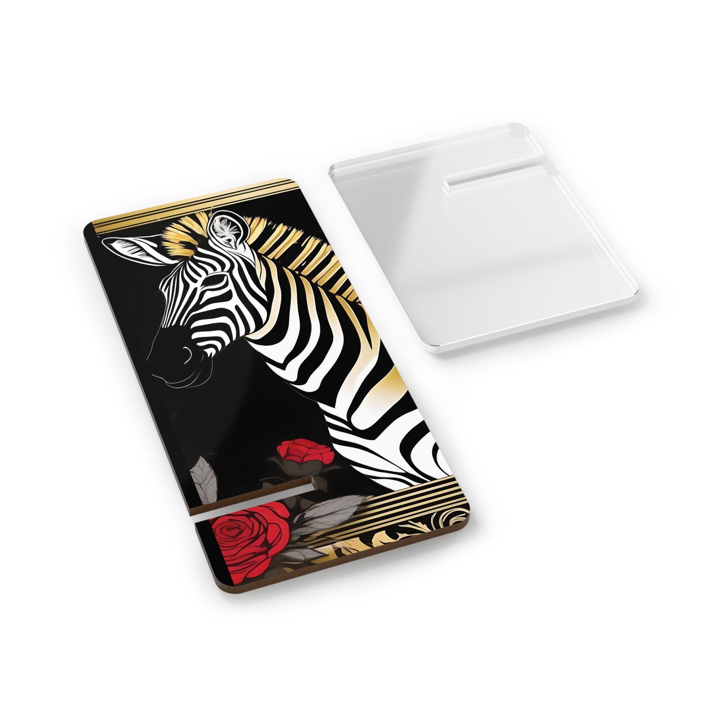 Smartphone Stand - Elegant Zebra Design - Zebra & Roses Decorative Holder