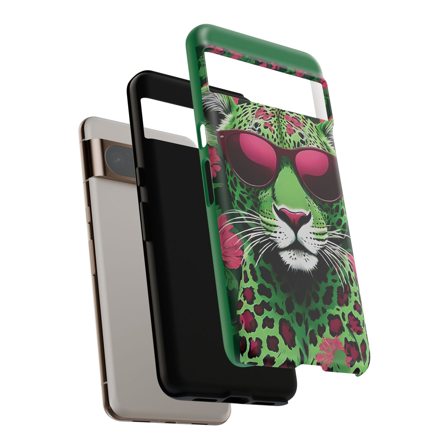Phone Case - Lime Green & Burgundy Leopard In Sunglasses Design