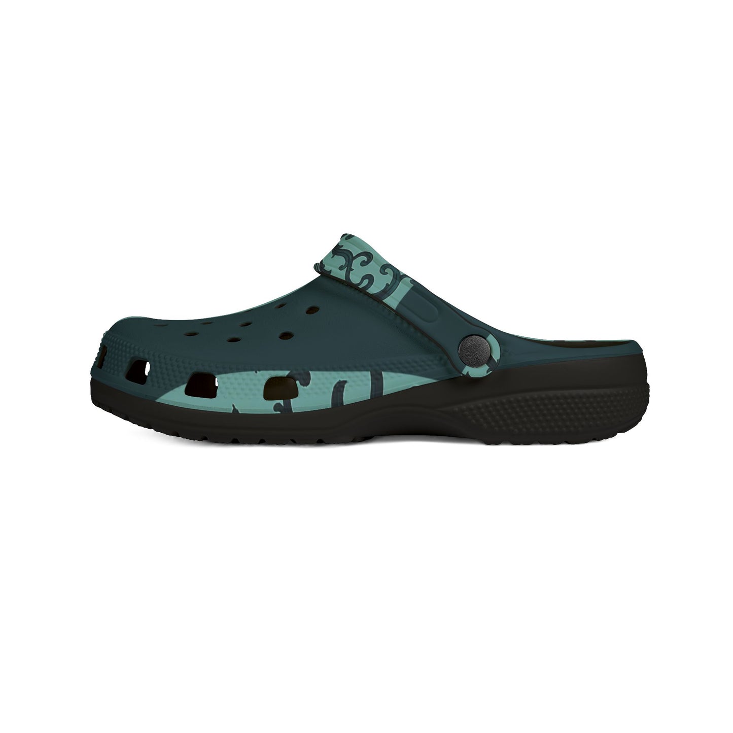 Stylish EVA Foam Rubber Clogs with Elegant Pattern | Comfortable Footwear for Home & Outdoors, Casual Slip-Ons, Spring Fashion - Teal Striped Rococo
