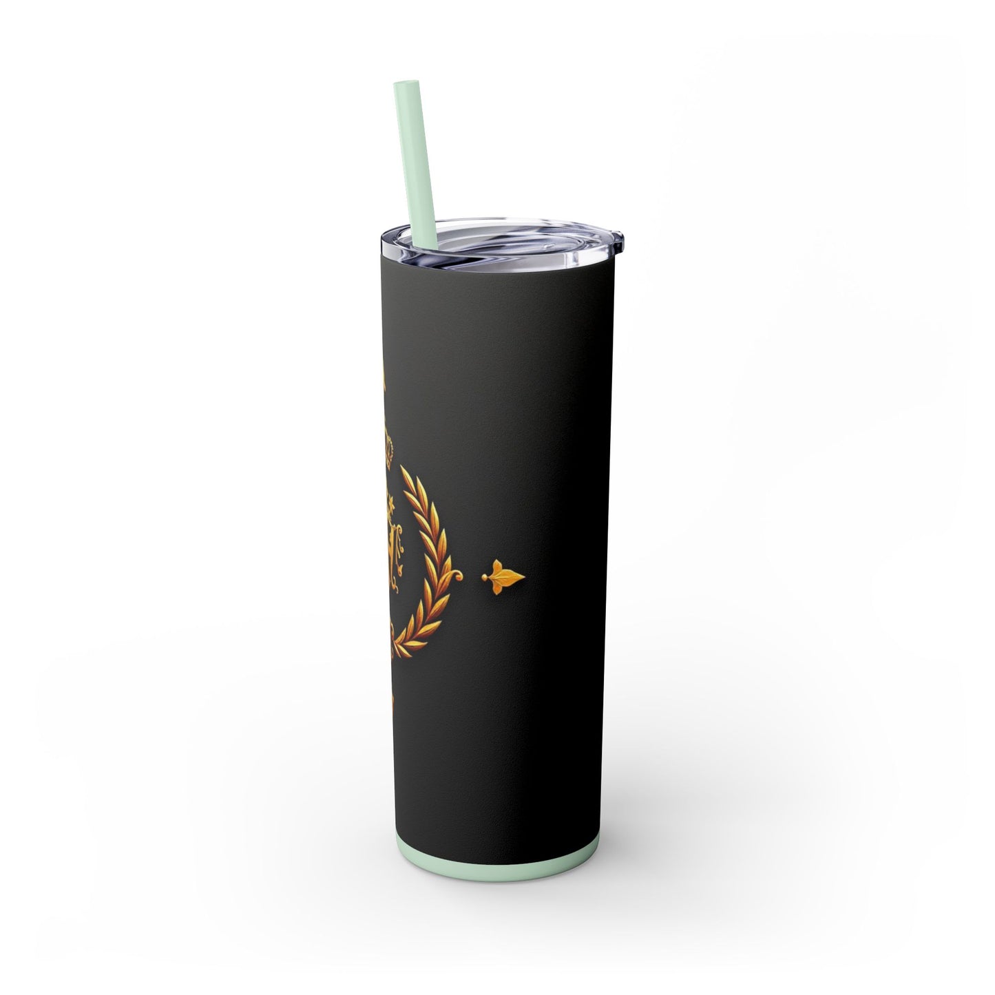 Elegant Gold Crown Skinny Tumbler with Straw, 20oz - Stylish Drinkware for Every Occasion, Royal Inspired, Ideal Gift for Her - Gold Crest