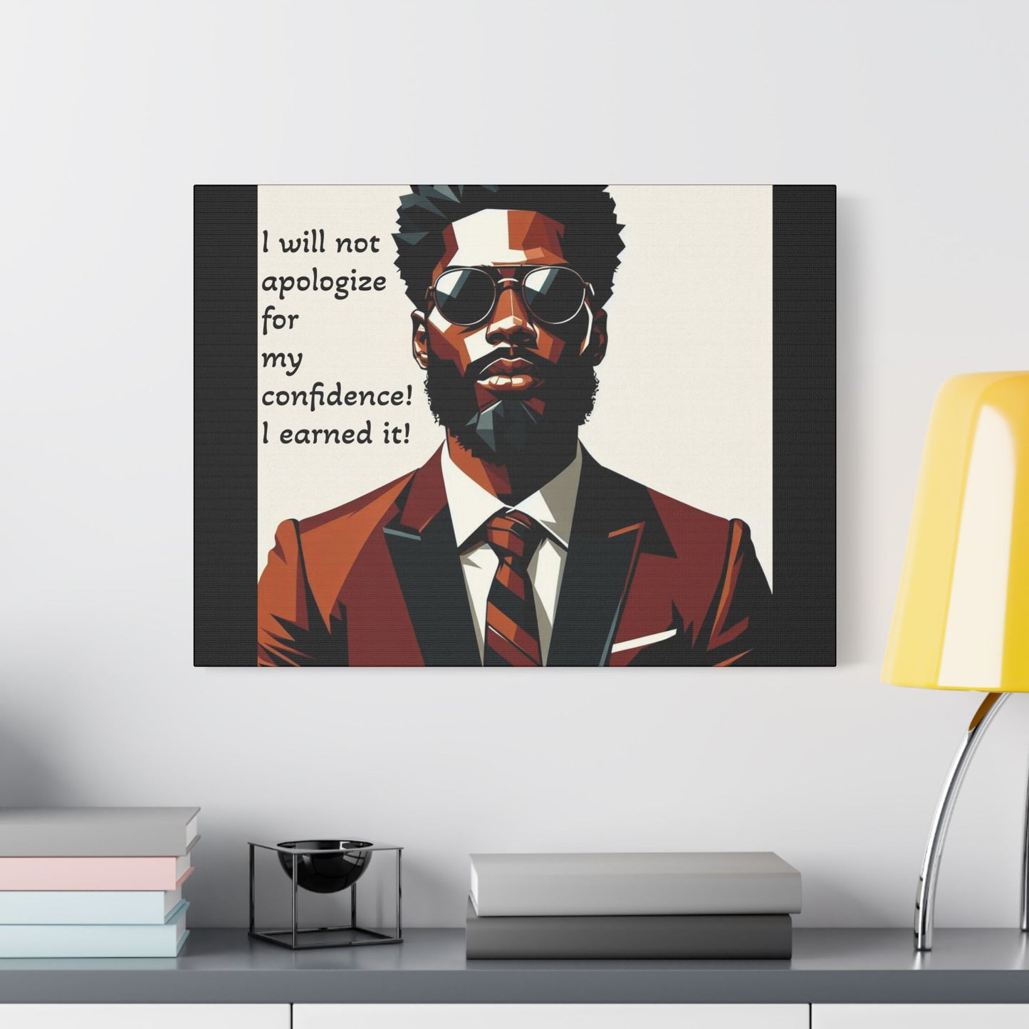 Afro Art Print Canvas, Wall Decor, Satin Stretched Canvas, African American Art, Office Decor, Home Decor - Confident Man In Suit