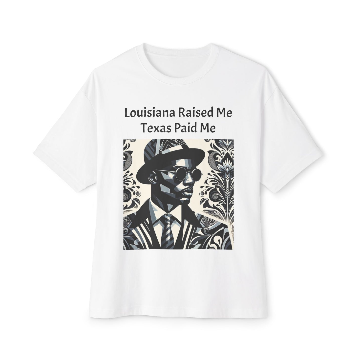Louisiana and Texas Pride Oversized Tee, Unisex Graphic Tee, Casual Wear, Street Style, Gift for Music Lovers - Black Letters