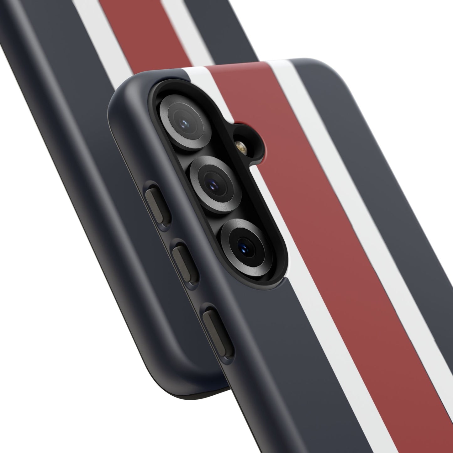 Lunar Midnight & Red-White Striped Stylish Phone Case - Tough Cases, Custom iPhone Cover, Sleek Phone Accessories, Gifts for Him/Her