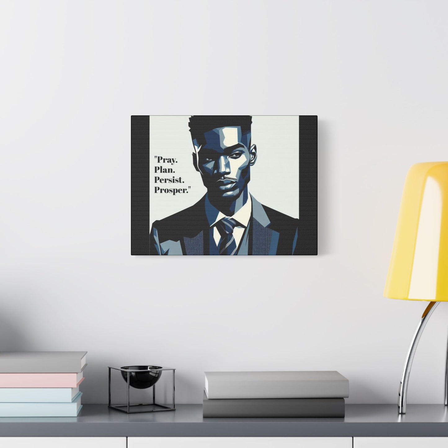 Afro Art Print Canvas, Wall Decor, Satin Stretched Canvas, African American Art, Office Decor, Home Decor - "Pray. Plan. Persist. Prosper."